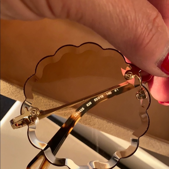 Chloe Scalloped Sunglasses in Gold and Brown